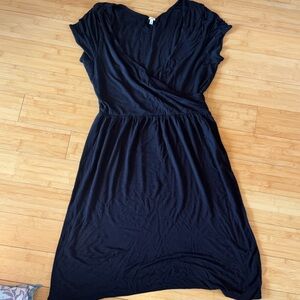 LIKE NEW! J. Crew Black Cotton Stretch V-Neck Knee Length Dress Sz M